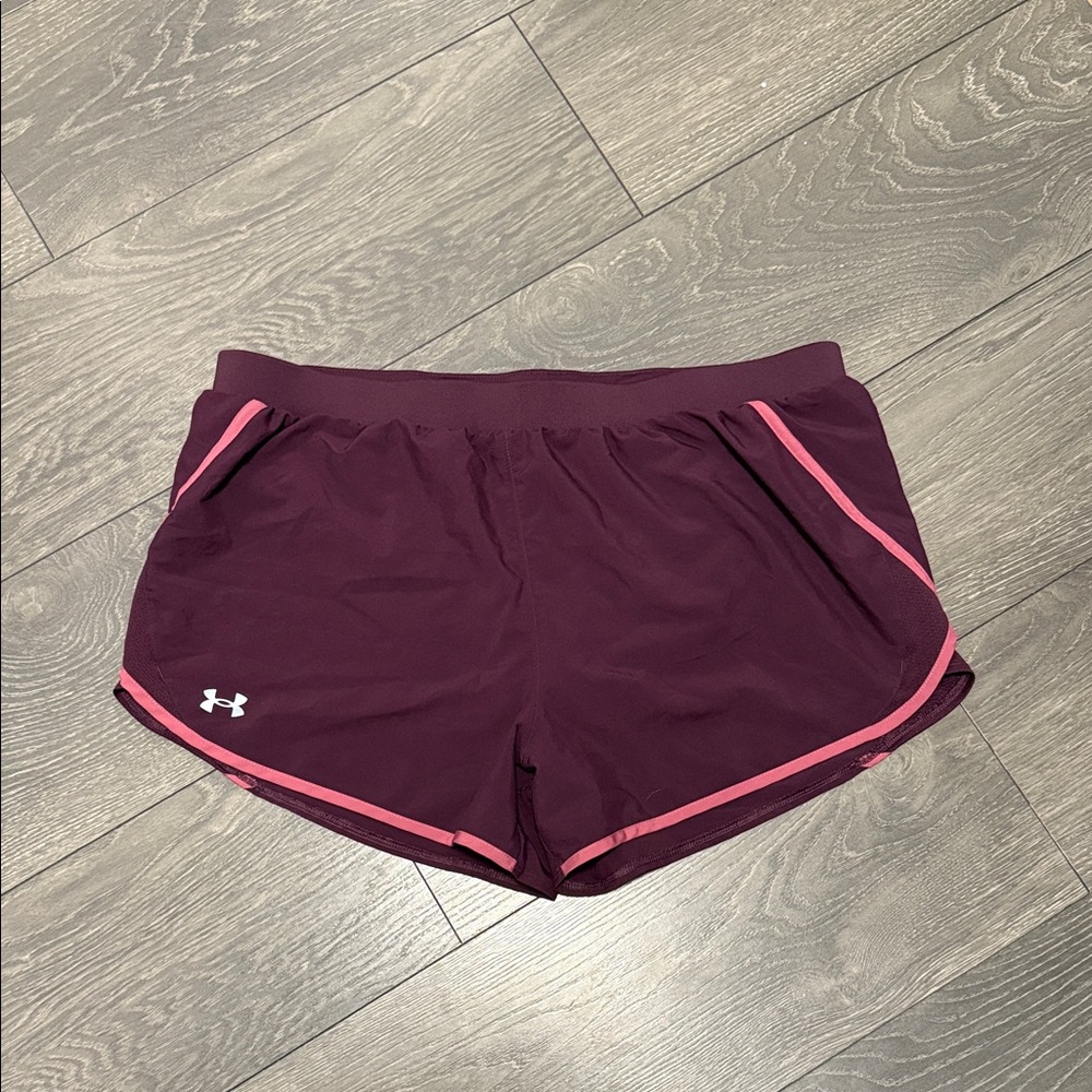 Under Armour Women's Maroon and Pink Athletic Shorts
